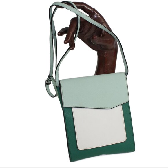 Botkier Cobble Hill Two Tone Green White Leather Cross Body Shoulder Mini Bag - Picture 4 of 9